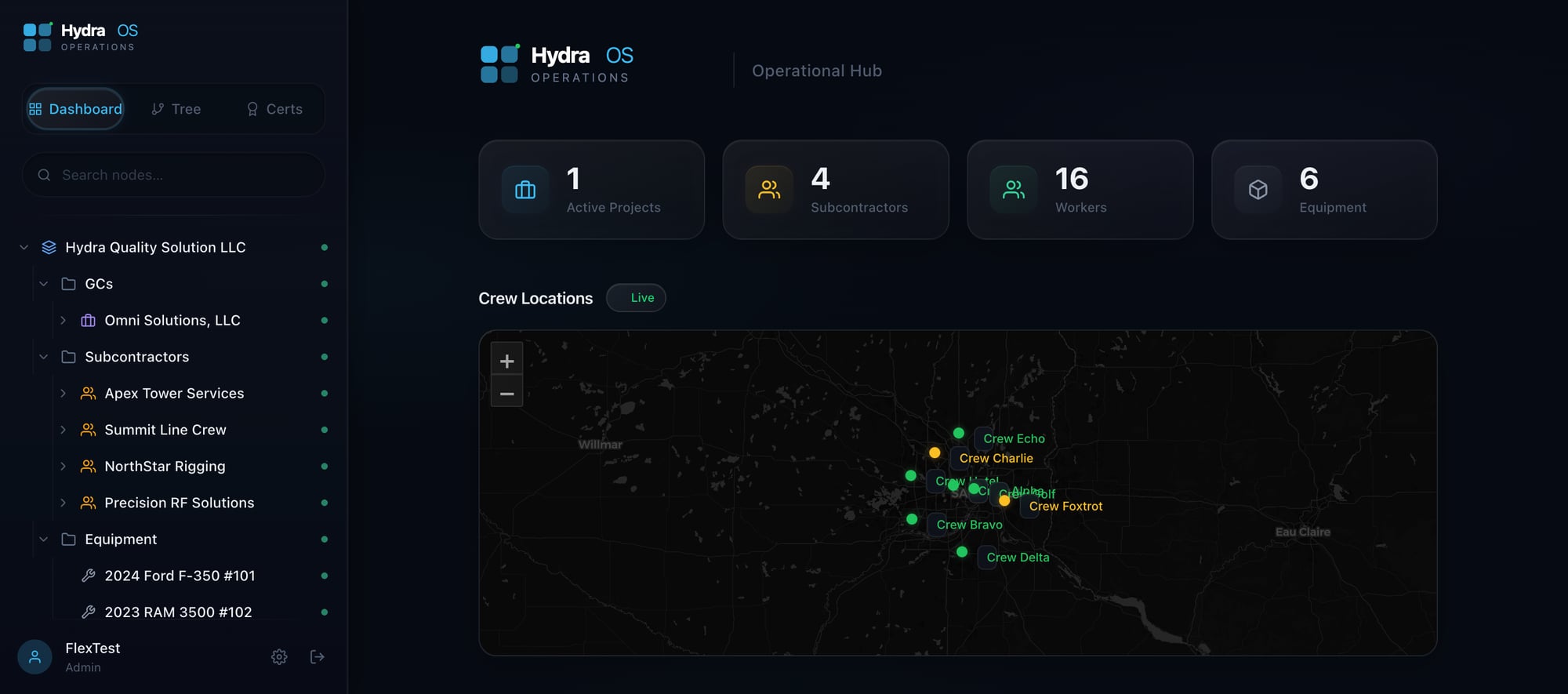 HydraOS Dashboard